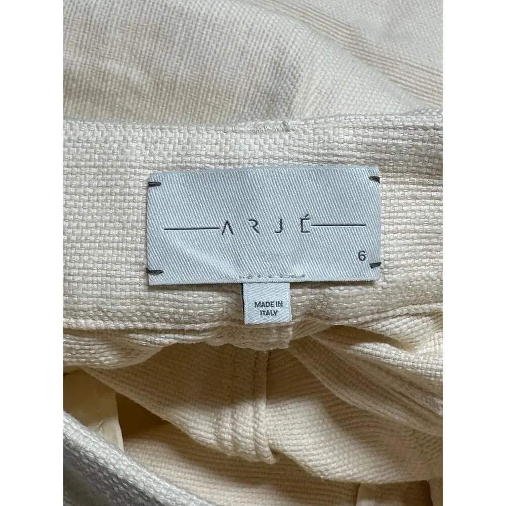 Arje Jeans Women 6 Antique Ivory Wide Leg Crop Boho Festival 100% Cotton Italian
